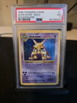 Pokemon Alakazam Base Set Shadowless Holo Rare 1/102 PSA 7 1999 TCG - Image 1