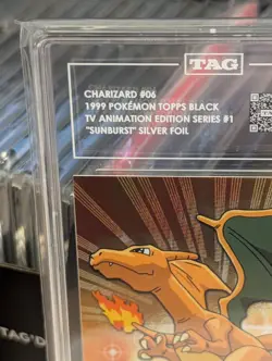 TAG 7 Topps #06 Charizard Holo Foil TV Pokemon Black Logo Sunburst Design Pop 1! - Image 2