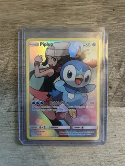 Pokemon TCG Piplup Holo Card 239/236 Secret Sm: Cosmic Eclipse - Image 1