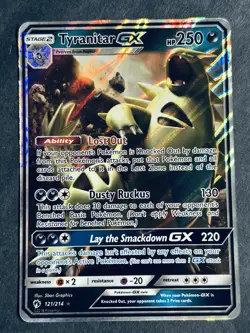 Tyranitar GX 121/214 Sm-Lost Thunder Ultra Rare Holo Pokemon Card NM - Image 2