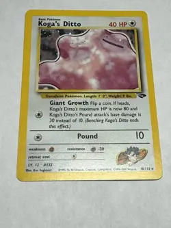 Pokemon TCG Koga's Ditto Gym Challenge Card 10/132 Unlimited - Image 1