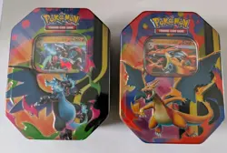 Pokemon TCG Mega Charizard ex Tin Set of 2 Tins Brand New Sealed - Image 1