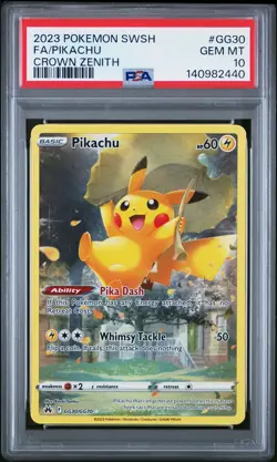 2023 POKEMON SWORD & SHIELD CROWN ZENITH #GG30 FULL ART/PIKACHU PSA 10 - Image 1