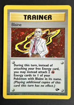 Pokemon TCG Blaine 17/132 Gym Challenge Trainer Holo NM - Image 1