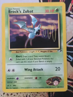 Pokemon TCG 2000 Brock's Zubat 24/132 Gym Heroes Non Holo Rare Vintage - Image 1