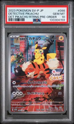 2023 POKEMON JPN SV-P PROMO #098 DETECTIVE PIKACHU PSA 10 - Image 1