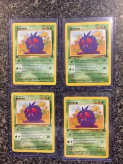 VENONAT 1ST EDITION 1999 POKEMON JUNGLE 63/64 (LOT OF 4) NEVER PLAYED/NM! - Image 1
