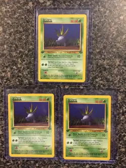 ODDISH 1ST EDITION 1999 POKEMON JUNGLE 58/64 (LOT OF 3) NEVER PLAYED/! - Image 1
