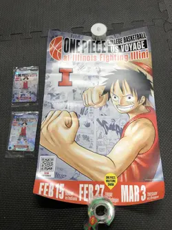 2 Illinois One Piece College Basketball US Voyage Card And Poster Monkey D Luffy - Image 1