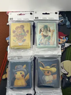 Pokemon Card Van Gogh Lot Of 4 Sleeves Pikachu / Eevee / Smeargle / Sunflora - Image 1