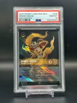 PSA 10 GEM MINT Minnie Mouse Musketeer Champion Enchanted Lorcana Card #206/204 - Image 1