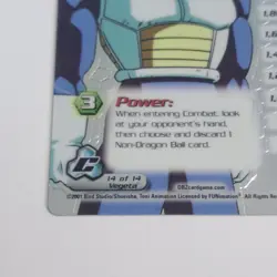 Vegeta, the Last Prince LIMITED FOIL LV3 Card #193 Score Cell Saga DBZ CCG 2001 - Image 2