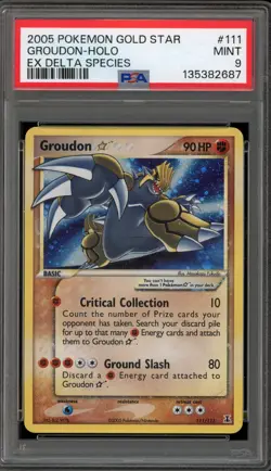 Pokemon Groudon Gold Star EX Delta Species Holo Ultra Rare #111 PSA 9 Mint - Image 1