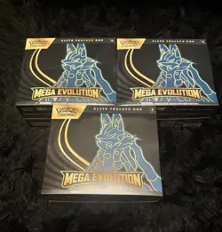 Pokemon TCG Mega Evolution Elite Trainer Box ETB Lucario Set of 3 Sealed - Image 1
