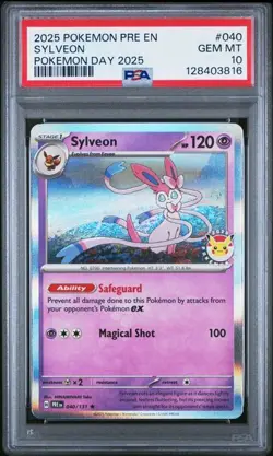 PSA 10 GEM MINT Sylveon Pokemon Day Stamp Promo Prismatic Evolutions 040/131 - Image 1