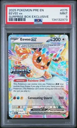 PSA 9 MINT Eevee EX Surprise Box Exclusive Promo PRE 2025 Pokemon 075/131 - Image 1