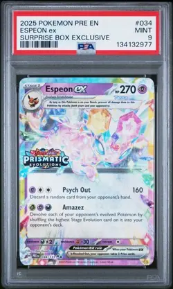 PSA 9 MINT Espeon EX Surprise Box Exclusive Promo PRE 2025 Pokemon 034/131 - Image 1
