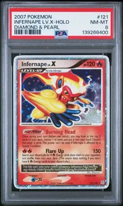 PSA 8 NM-MT Infernape LV. X Diamond & Pearl Holo 2007 Pokemon 121/130 - Image 1