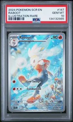 PSA 10 GEM MINT Raboot Stellar Crown Illustration Rare 2024 Pokemon 147/142 - Image 1