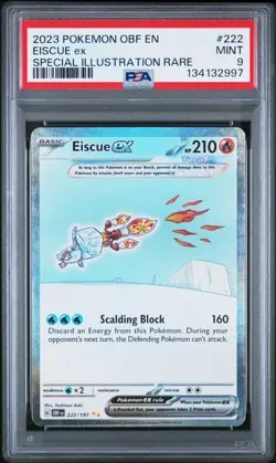 PSA 9 MINT Eiscue ex Obsidian Flames SIR Holo 2023 Pokemon 222/197 - Image 1