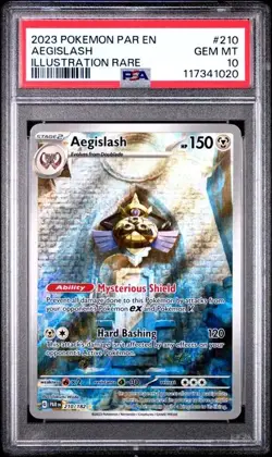 PSA 10 GEM MINT Aegislash Paradox Rift Illustration Rare 2023 Pokemon 210/182 - Image 1