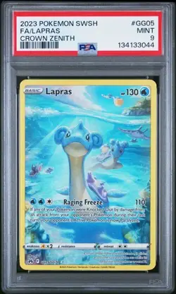 PSA 9 MINT Lapras Crown Zenith Full Art Holo 2023 Pokemon GG05/GG70 - Image 1