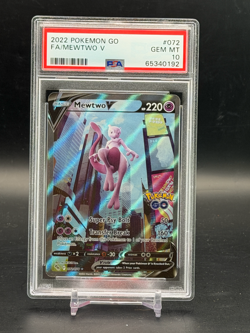 PSA 10 GEM MINT Mewtwo V Pokemon Go Full Art Holo Pokemon 072/078 - Image 1