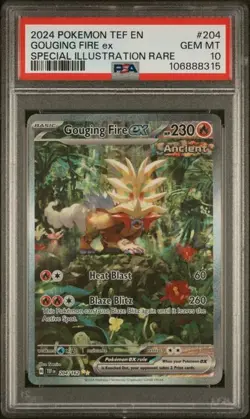 PSA 10 GEM MINT Gouging Fire ex Temporal Forces SIR Holo 2024 Pokemon 204/162 - Image 1