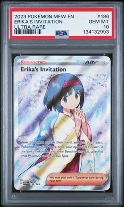 PSA 10 GEM MINT Erika's Invitation 151 English Ultra Rare Pokemon 196/165 - Image 1
