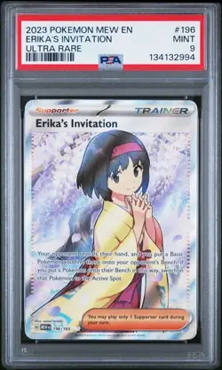 PSA 9 MINT Erika's Invitation 151 English Ultra Rare Holo 2023 Pokemon 196/165 - Image 1