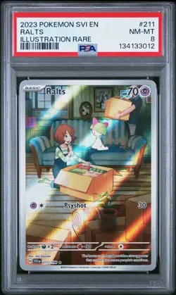 PSA 8 NM-MT Ralts Scarlet & Violet Base Illustration Rare 2023 Pokemon 211/198 - Image 1