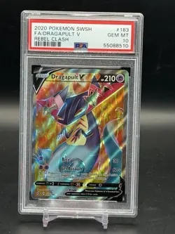PSA 10 GEM MINT Dragapult V Rebel Clash Full Art Holo Pokemon 2020 183/192 - Image 1