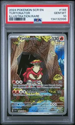 PSA 10 GEM MINT Turtonator Stellar Crown Illustration Rare 2024 Pokemon 146/142 - Image 1