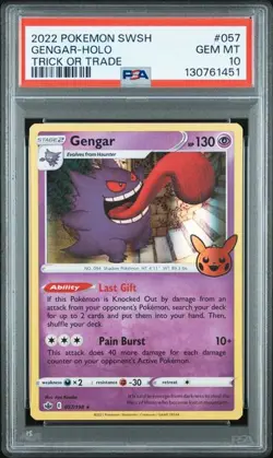 PSA 10 GEM MINT Gengar Holo 2021 Copyright Trick Or Trade Pokemon 057/198 - Image 1