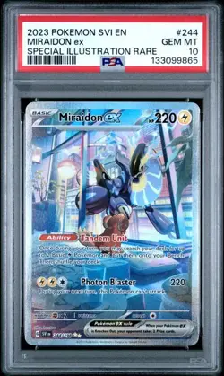 PSA 10 GEM MINT Miraidon ex Scarlet & Violet SIR 2023 Pokemon 244/198 - Image 1