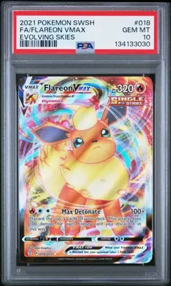 PSA 10 GEM MINT Flareon VMAX Evolving Skies Full Art Holo 2021 Pokemon 018/203 - Image 1