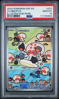 PSA 10 GEM MINT Clobbopus Surging Sparks Illustration Rare 2024 Pokemon 207/191 - Image 1