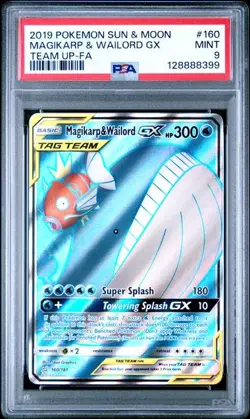PSA 9 MINT Magikarp & Wailord GX Team Up Full Art Holo 2019 Pokemon 160/181 - Image 1