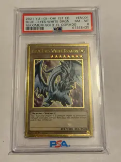 Yu-Gi-Oh Blue-Eyes White Dragon MGED-EN001 1st Maximum Gold: El Dorado PSA 8 - Image 1