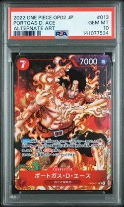 PSA 10 GEM MINT Portgas D. Ace Alternate Art OP02 JP 2022 One Piece 013 - Image 1