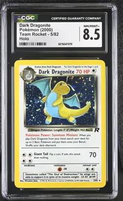 CGC 8.5 Dark Dragonite 2000 Team Rocket 5/82 Holo SWIRL Pokemon Card - Image 1