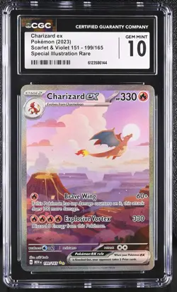 CGC 10 GEM MINT Charizard ex 2023 Scarlet & Violet 151 199/165 SIR Pokemon Card - Image 1