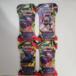 Pokemon TCG - PHANTASMAL FLAMES - Sleeved Booster Pack COMPLETE ART SET - 4Packs - Image 1