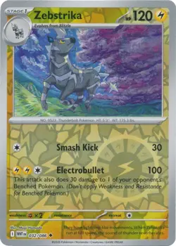 Zebstrika 032/086 Reverse Holo White Flare WHT English Pokemon Card NM - Image 1
