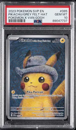2023 POKEMON SVP EN-SV BLACK STAR PROMO #085 PIKACHU WITH GREY FELT HAT PSA 10 - Image 1