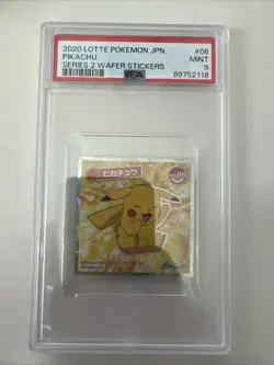 PSA 9 D977 Pikachu No.06 Series 2 Japanese Pokemon Wafer Holo Sticker - Image 1