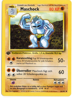 Machoke (Maschock) 1st Edition GERMAN 34/102 Base Set Pokemon Card - Image 1