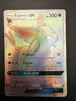 2017 Pokemon TCG Sun & Moon Espeon GX Rainbow Secret Rare Card 152/149 - Image 1