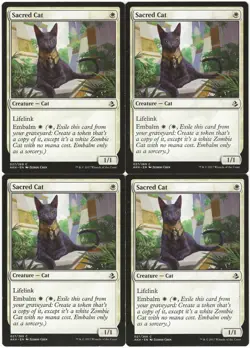 MTG Sacred Cat x4 Amonkhet Common NM Playset - Image 1