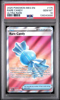 Pokemon TCG Rare Candy 175/132 Mega Evolution Ultra Rare PSA 10 - Image 1